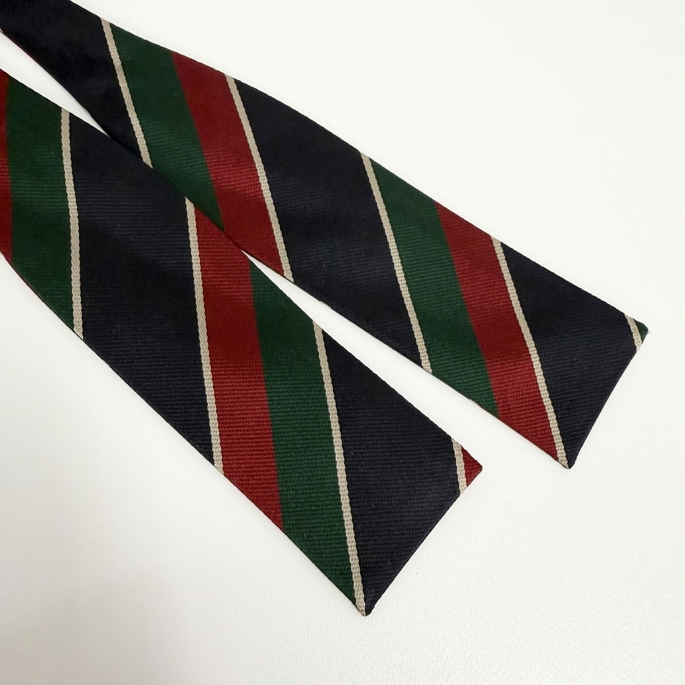 Brooks Brothers Makers Mens Bow Tie Blue/Red/Green Striped Rugby 1.75" x 34" euc